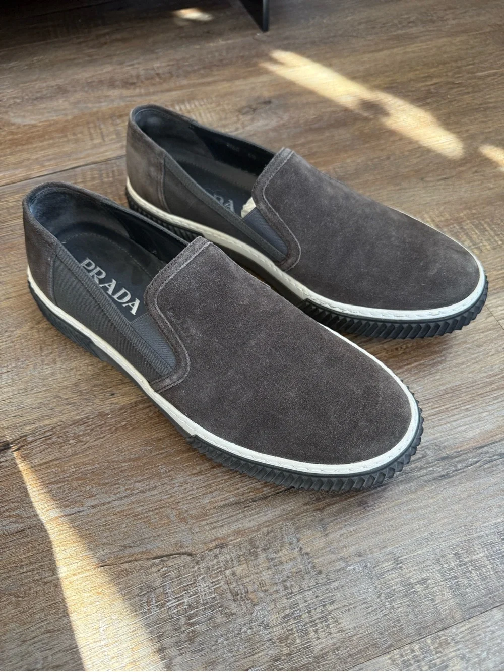 Prada Men’s Gray Suede Loafers Size 6.5